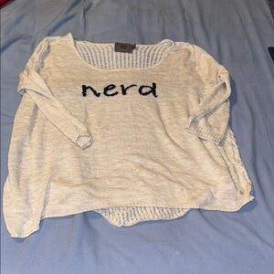 Women's Cream Sweater with Black 'Nerd' Design